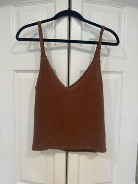 Reformation Brown Knit V-Neck Tank